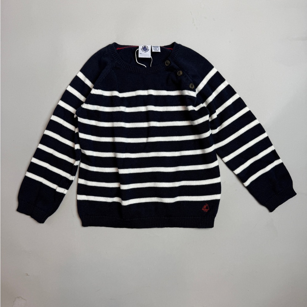 Petit Bateau Navy and White Striped Sweater